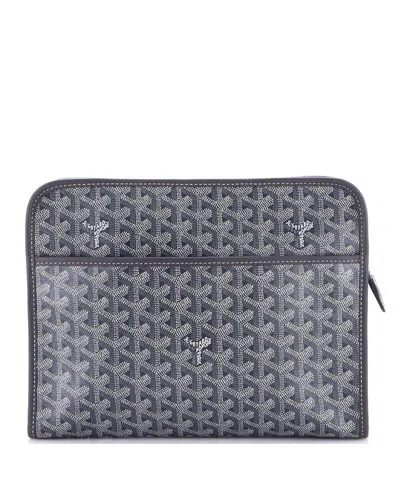 Pre-owned Pre-owned Goyard  Goyard Mm Jouvence Toiletry Pouch Coated Canvas In Gray