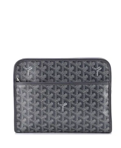 Pre-owned Pre-owned Goyard  Goyard Mm Jouvence Toiletry Pouch Coated Canvas In Gray