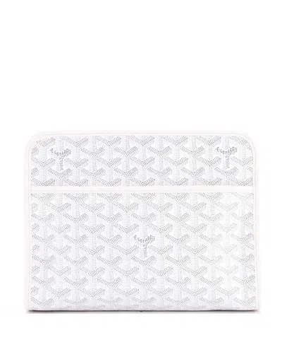 Pre-owned Pre-owned Goyard  Goyard Mm Jouvence Toiletry Pouch Coated Canvas In White