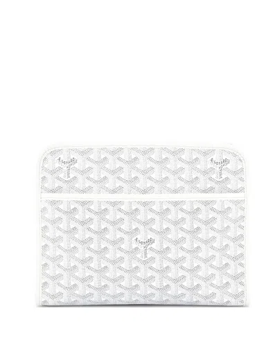 Pre-owned Pre-owned Goyard  Goyard Mm Jouvence Toiletry Pouch Coated Canvas In White