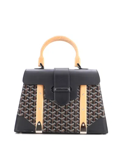 Pre-owned Pre-owned Goyard  Goyard Mm Saigon Top Handle Bag Coated Canvas With Leather In Black