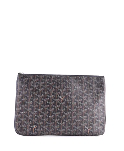 Pre-owned Pre-owned Goyard  Goyard Mm Senat Zip Pouch Coated Canvas In Black