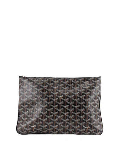 Pre-owned Pre-owned Goyard  Goyard Mm Senat Zip Pouch Coated Canvas In Black