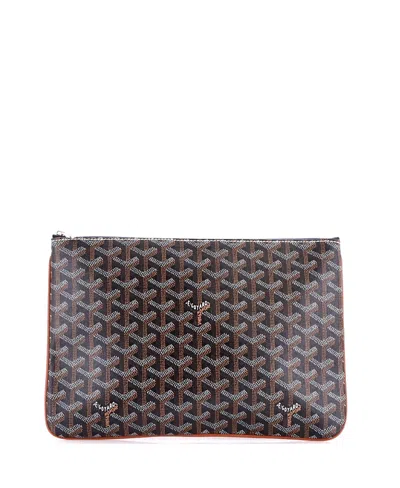 Pre-owned Pre-owned Goyard  Goyard Mm Senat Zip Pouch Coated Canvas In Black