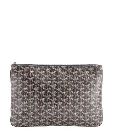 Pre-owned Pre-owned Goyard  Goyard Mm Senat Zip Pouch Coated Canvas In Black