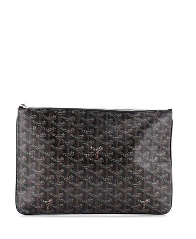 Pre-owned Pre-owned Goyard  Goyard Mm Senat Zip Pouch Coated Canvas In Black