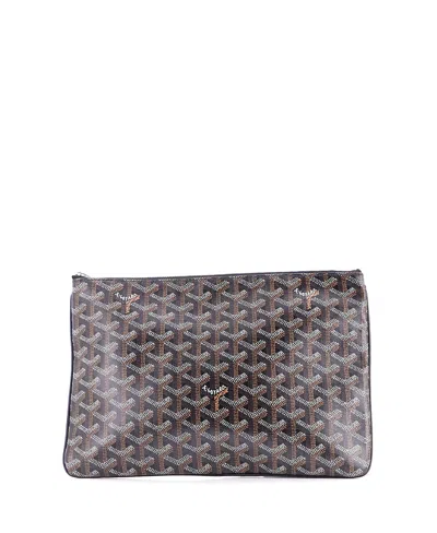 Pre-owned Pre-owned Goyard  Goyard Mm Senat Zip Pouch Coated Canvas In Brown