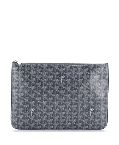 Pre-owned Pre-owned Goyard  Goyard Mm Senat Zip Pouch Coated Canvas In Gray