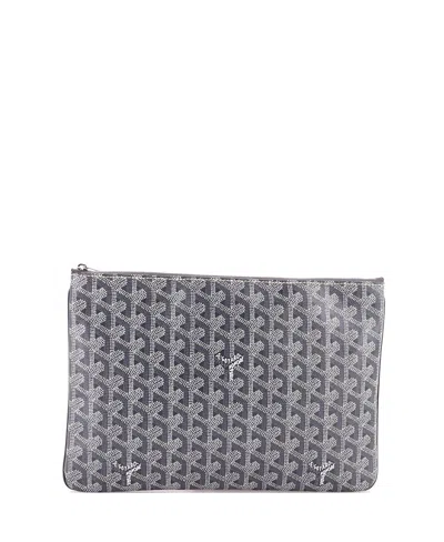 Pre-owned Pre-owned Goyard  Goyard Mm Senat Zip Pouch Coated Canvas In Gray
