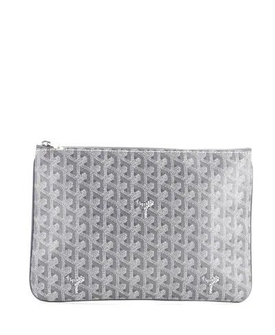 Pre-owned Pre-owned Goyard  Goyard Mm Senat Zip Pouch Coated Canvas In Gray