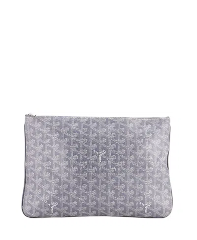 Pre-owned Pre-owned Goyard  Goyard Mm Senat Zip Pouch Coated Canvas In Gray