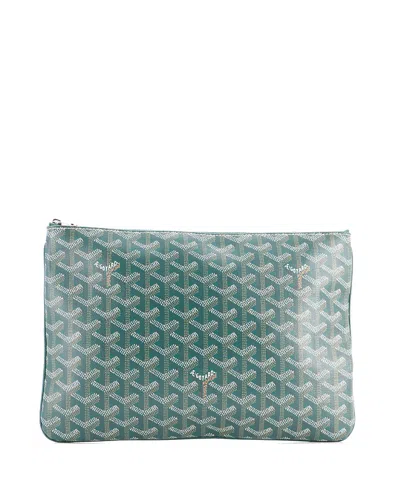 Pre-owned Pre-owned Goyard  Goyard Mm Senat Zip Pouch Coated Canvas In Green