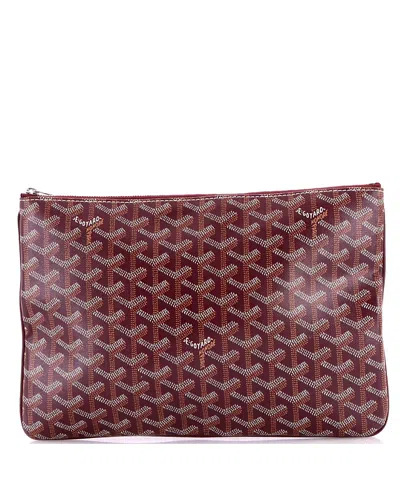 Pre-owned Pre-owned Goyard  Goyard Mm Senat Zip Pouch Coated Canvas In Red