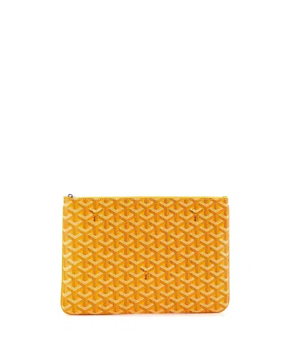 Pre-owned Pre-owned Goyard  Goyard Mm Senat Zip Pouch Coated Canvas In Yellow