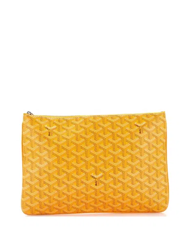 Pre-owned Pre-owned Goyard  Goyard Mm Senat Zip Pouch Coated Canvas In Yellow
