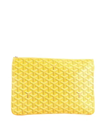 Pre-owned Pre-owned Goyard  Goyard Mm Senat Zip Pouch Coated Canvas In Yellow