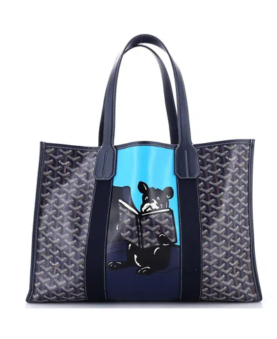 Pre-owned Pre-owned Goyard  Goyard Mm Villette Tote Printed Coated Canvas In Blue/ Blue/ Brown