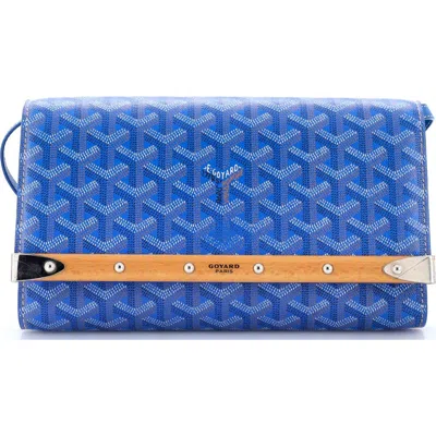 Pre-owned Pre-owned Goyard  Goyard Monte Carlo Clutch With Strap Coated Canvas Pm In Blue