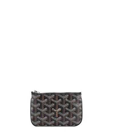Pre-owned Pre-owned Goyard  Goyard Nano Senat Zip Key Pouch Coated Canvas In Black