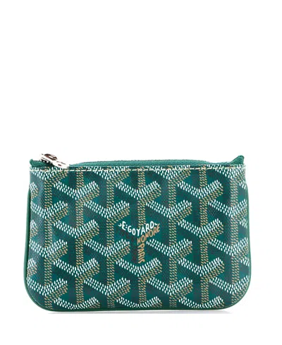 Pre-owned Pre-owned Goyard  Goyard Nano Senat Zip Key Pouch Coated Canvas In Green