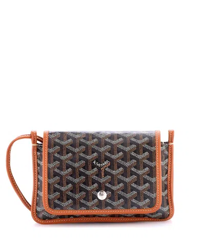 Pre-owned Pre-owned Goyard  Goyard Plumet Clutch Wallet Coated Canvas In Black/ Black/ Brown