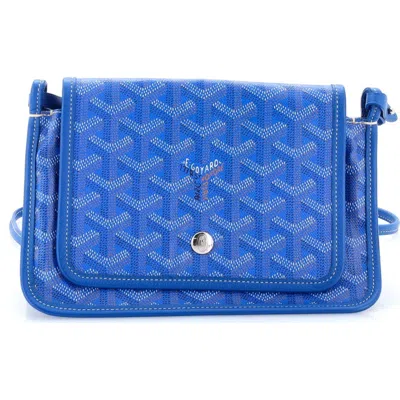 Pre-owned Goyard  Goyard Plumet Clutch Wallet Coated Canvas In Blue