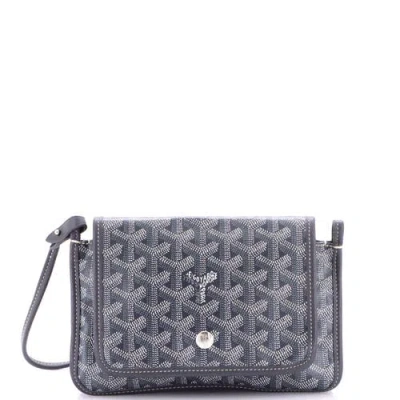 Pre-owned Goyard  Goyard Plumet Clutch Wallet Coated Canvas In Gray