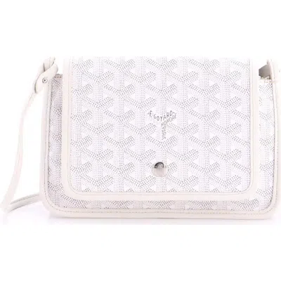 Pre-owned Goyard  Goyard Plumet Clutch Wallet Coated Canvas In White
