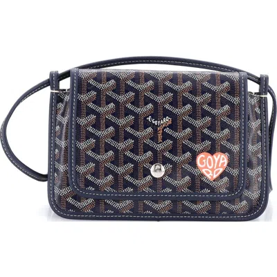 Pre-owned Goyard  Goyard Plumet Clutch Wallet Printed Coated Canvas In Blue