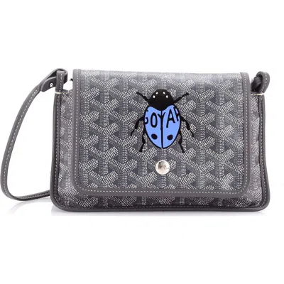 Pre-owned Goyard  Goyard Plumet Clutch Wallet Printed Coated Canvas In Gray