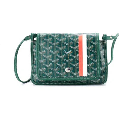Pre-owned Goyard  Goyard Plumet Clutch Wallet Printed Coated Canvas In Green