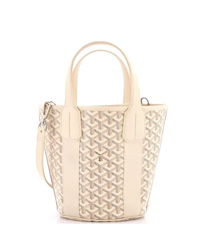 Pre-owned Pre-owned Goyard  Goyard Pm Belharra Tote Coated Canvas In White