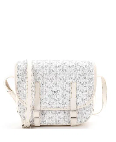 Pre-owned Pre-owned Goyard  Goyard Pm Belvedere Messenger Bag Coated Canvas With Leather In White