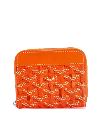 Pre-owned Pre-owned Goyard  Goyard Pm Matignon Zip Wallet Coated Canvas With Leather In Orange