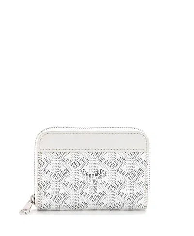 Pre-owned Pre-owned Goyard  Goyard Pm Matignon Zip Wallet Coated Canvas With Leather In White