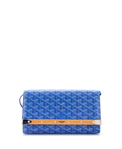 Pre-owned Pre-owned Goyard  Goyard Pm Monte Carlo Clutch With Strap Coated Canvas In Blue