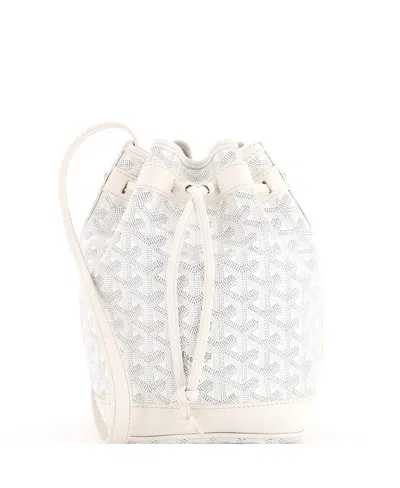 Pre-owned Pre-owned Goyard  Goyard Pm Petit Flot Bucket Bag Coated Canvas In White