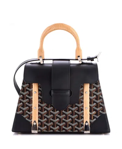 Pre-owned Pre-owned Goyard  Goyard Pm Saigon Top Handle Bag Coated Canvas With Leather In Black