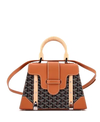 Pre-owned Pre-owned Goyard  Goyard Pm Saigon Top Handle Bag Coated Canvas With Leather In Brown