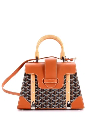 Pre-owned Pre-owned Goyard  Goyard Pm Saigon Top Handle Bag Coated Canvas With Leather In Brown