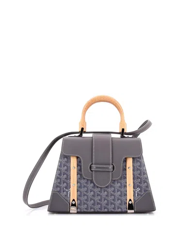 Pre-owned Pre-owned Goyard  Goyard Pm Saigon Top Handle Bag Coated Canvas With Leather In Gray