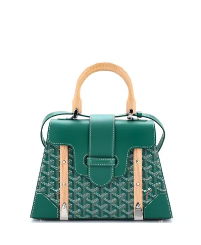 Pre-owned Pre-owned Goyard  Goyard Pm Saigon Top Handle Bag Coated Canvas With Leather In Green