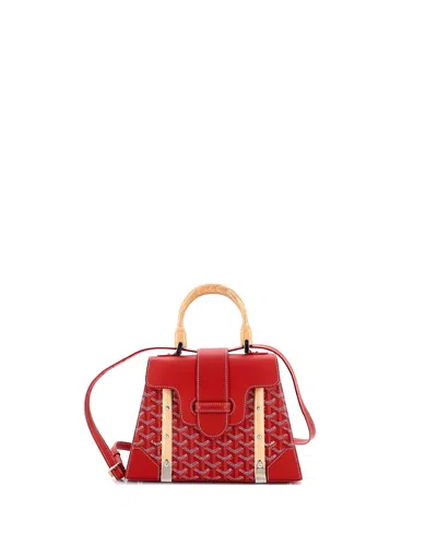 Pre-owned Pre-owned Goyard  Goyard Pm Saigon Top Handle Bag Coated Canvas With Leather In Red