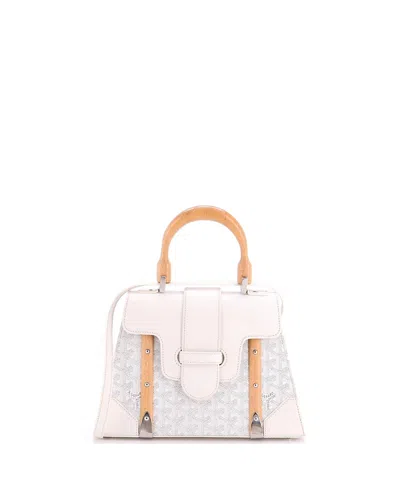 Pre-owned Pre-owned Goyard  Goyard Pm Saigon Top Handle Bag Coated Canvas With Leather In White