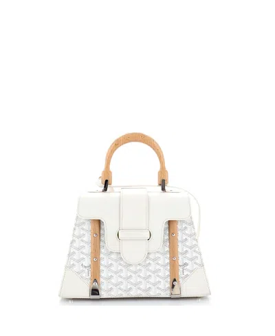 Pre-owned Pre-owned Goyard  Goyard Pm Saigon Top Handle Bag Coated Canvas With Leather In White