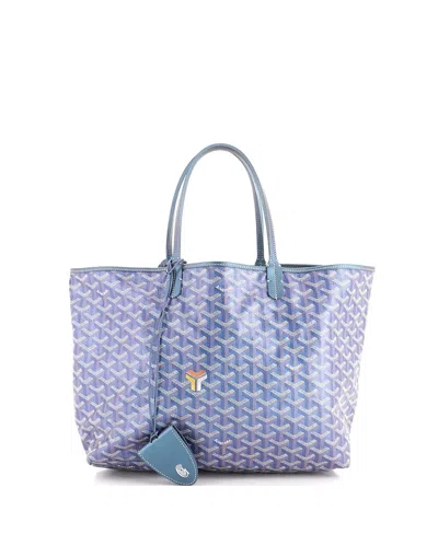 Pre-owned Pre-owned Goyard  Goyard Pm Saint Louis Tote Iridescent Coated Canvas In Blue