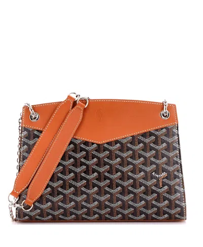 Pre-owned Pre-owned Goyard  Goyard Pm Structured Rouette Chain Shoulder Bag Coated Canvas In Brown/ Black/ Brown