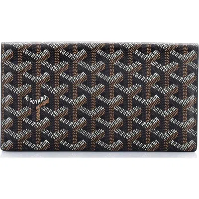 Pre-owned Goyard  Goyard Richelieu Wallet Coated Canvas Long In Black