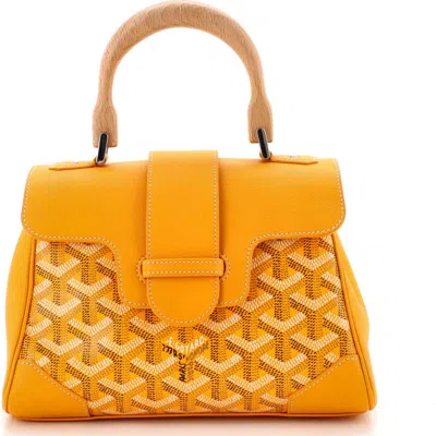 Pre-owned Goyard  Goyard Saigon Top Handle Bag Coated Canvas With Leather Mini In Orange