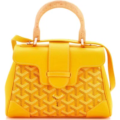 Pre-owned Goyard  Goyard Saigon Top Handle Bag Coated Canvas With Leather Mini In Orange